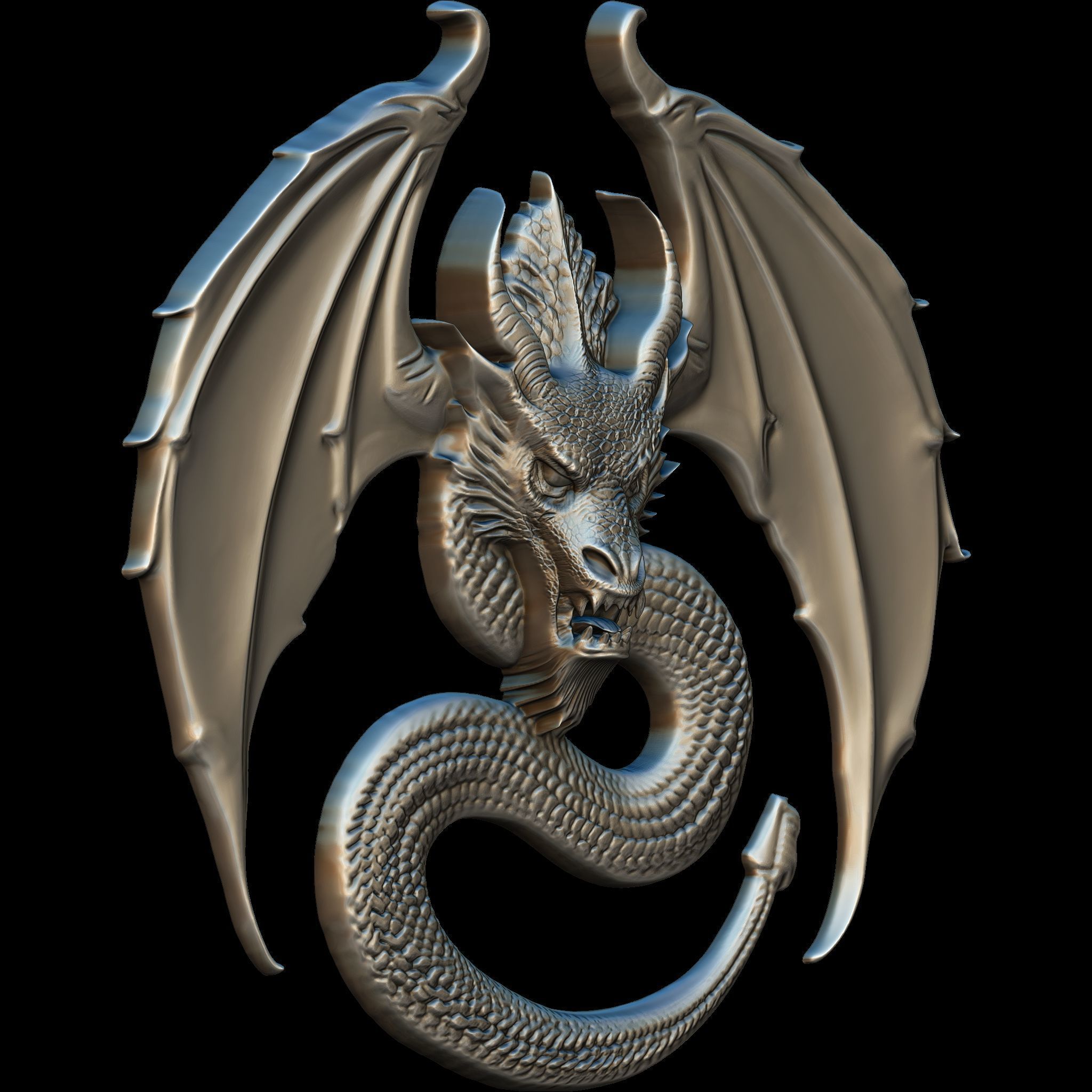 Dragon Head Relief No9 STL file for 3d Printing or CNC 3D print model_2