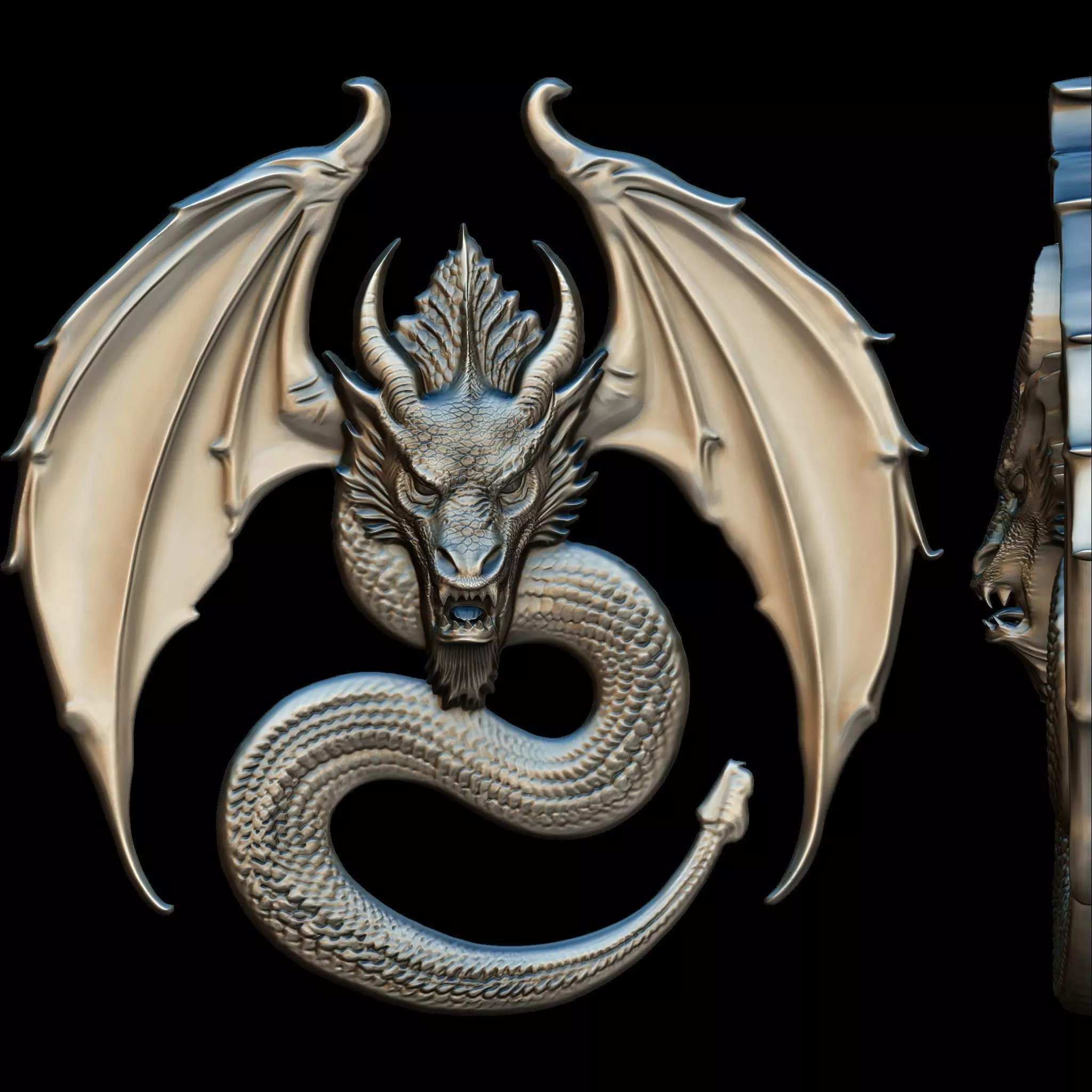 Dragon Head Relief No9 STL file for 3d Printing or CNC 3D print model_0