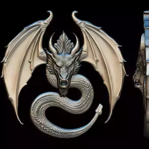 Dragon Head Relief No9 STL file for 3d Printing or CNC 3D print model