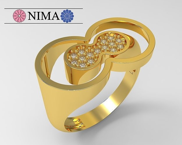 Elegant Infinity Gold Ring  Free 3D print model