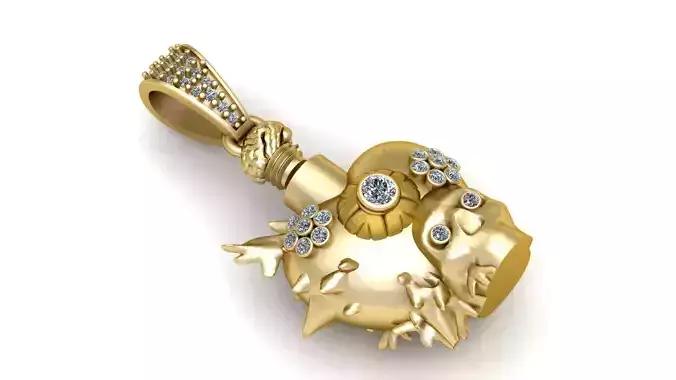 HEART AND SKULL FACE PENDANT 3D PRINTABLE MODEL