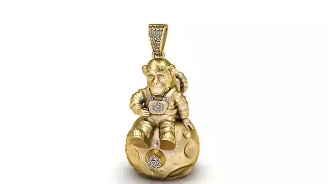 MONKEY ASTRONAUT PENDANT 3D PRINTABLE MODEL 3D print model