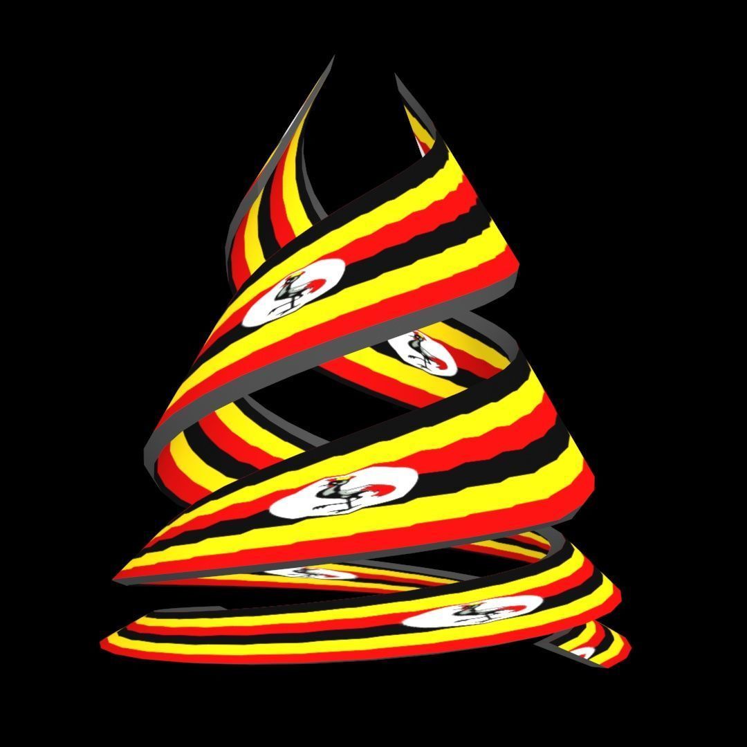 Uganda Flag on Double spiral helix structure 3D model_47