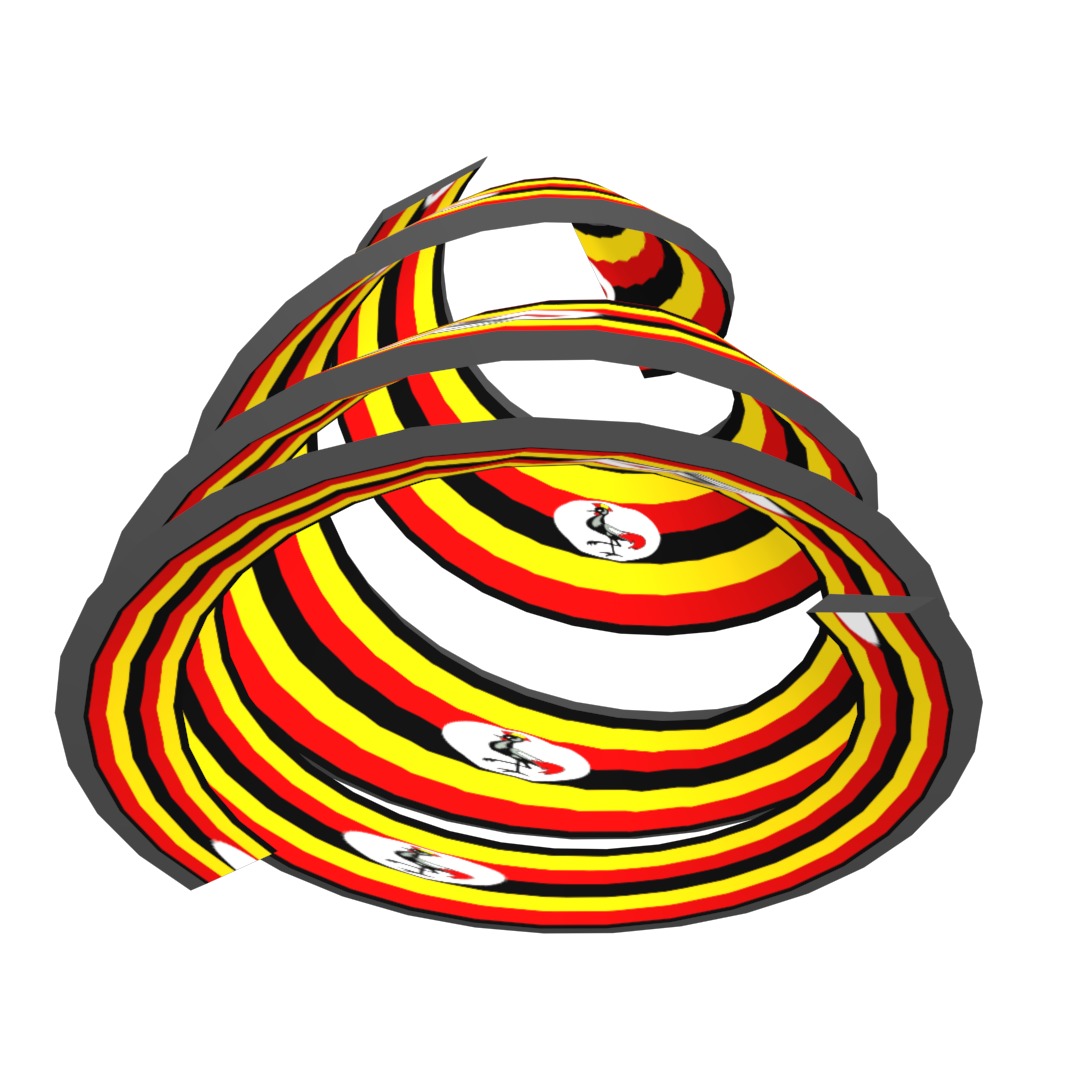 Uganda Flag on Double spiral helix structure 3D model_22