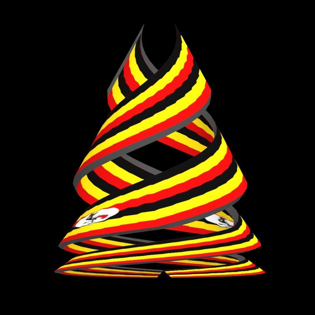 Uganda Flag on Double spiral helix structure 3D model_44