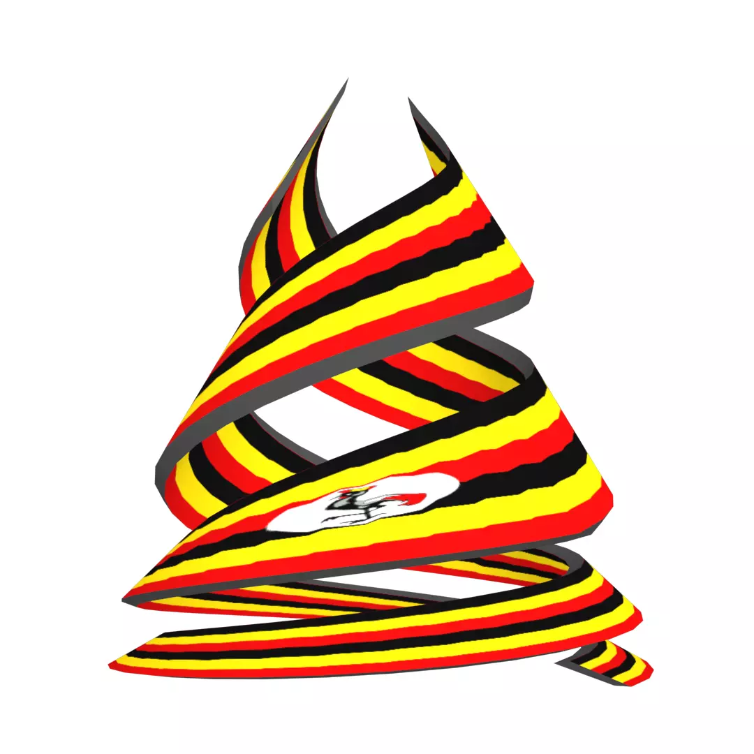 Uganda Flag on Double spiral helix structure 3D model_0