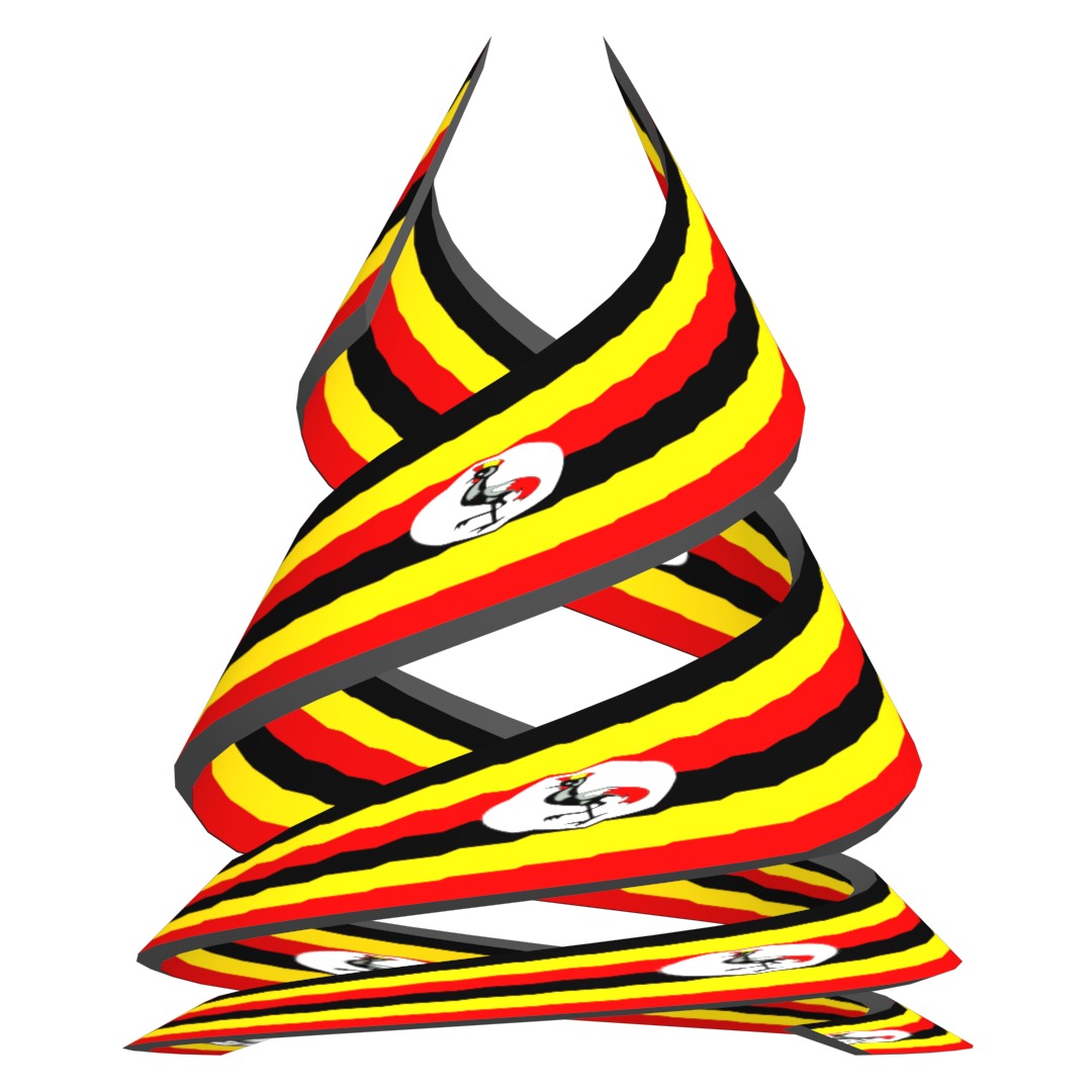 Uganda Flag on Double spiral helix structure 3D model_1