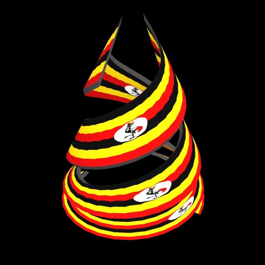 Uganda Flag on Double spiral helix structure 3D model_31