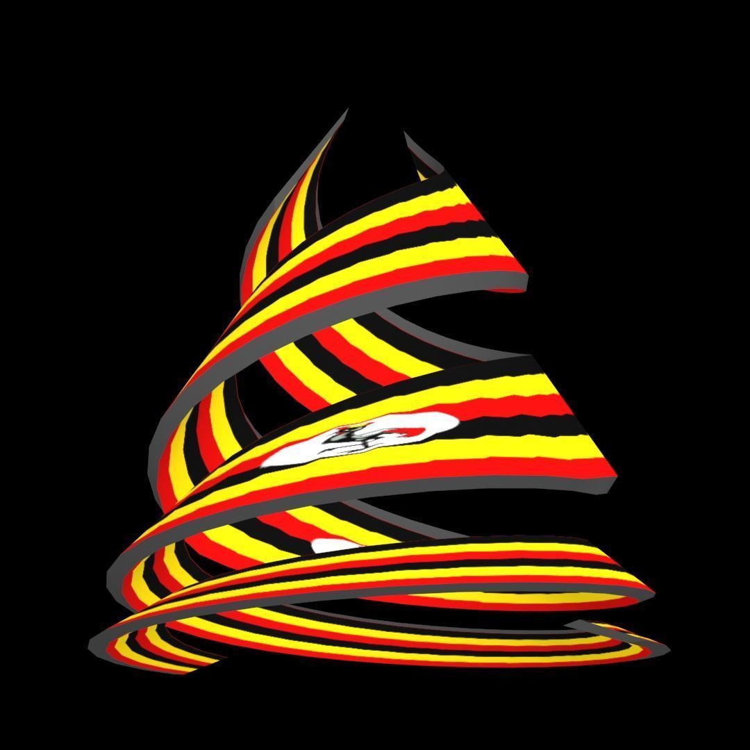 Uganda Flag on Double spiral helix structure 3D model_37