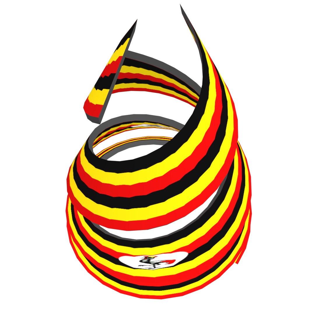 Uganda Flag on Double spiral helix structure 3D model_19