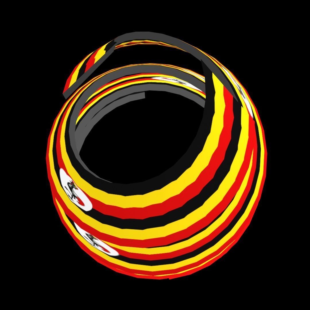 Uganda Flag on Double spiral helix structure 3D model_40