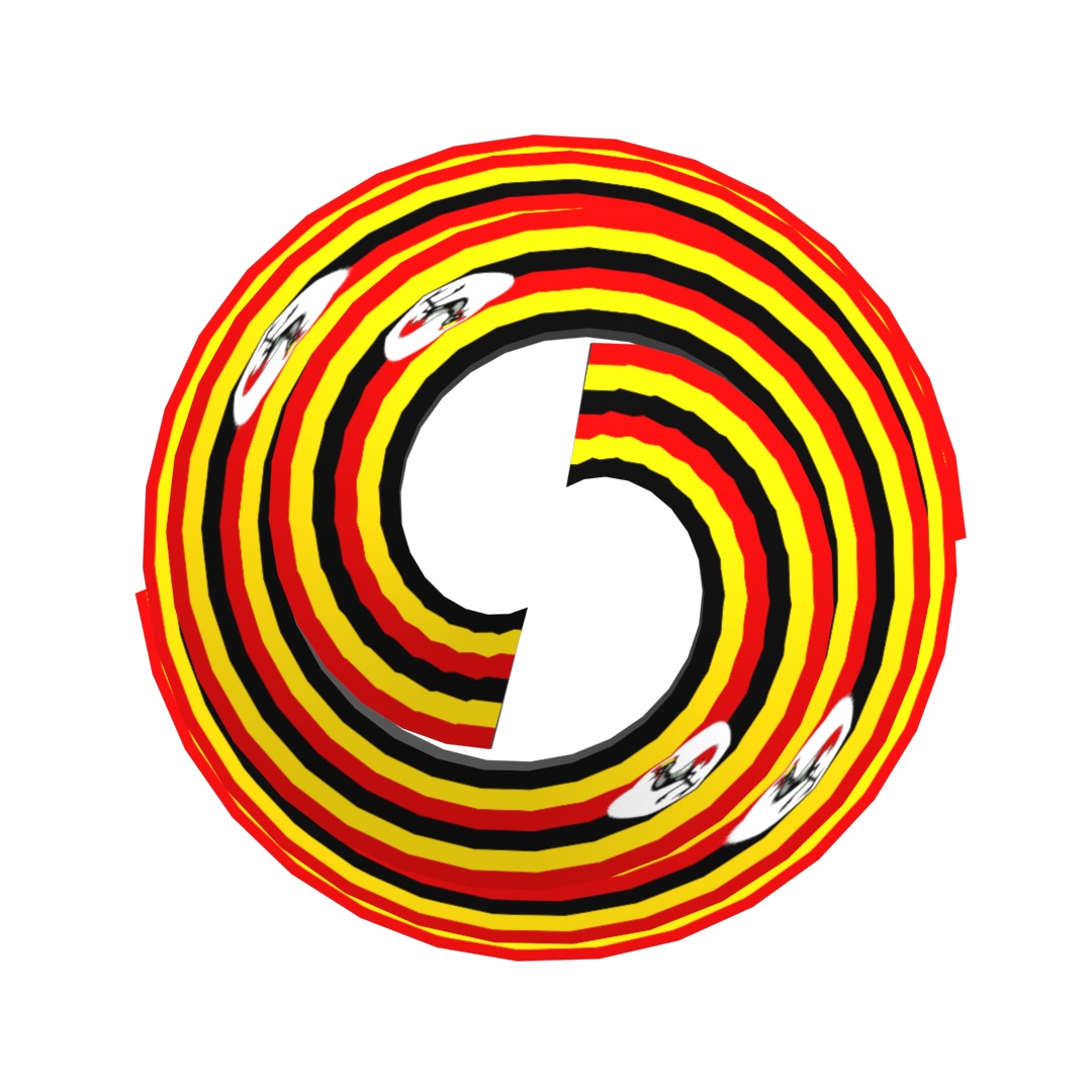 Uganda Flag on Double spiral helix structure 3D model_6