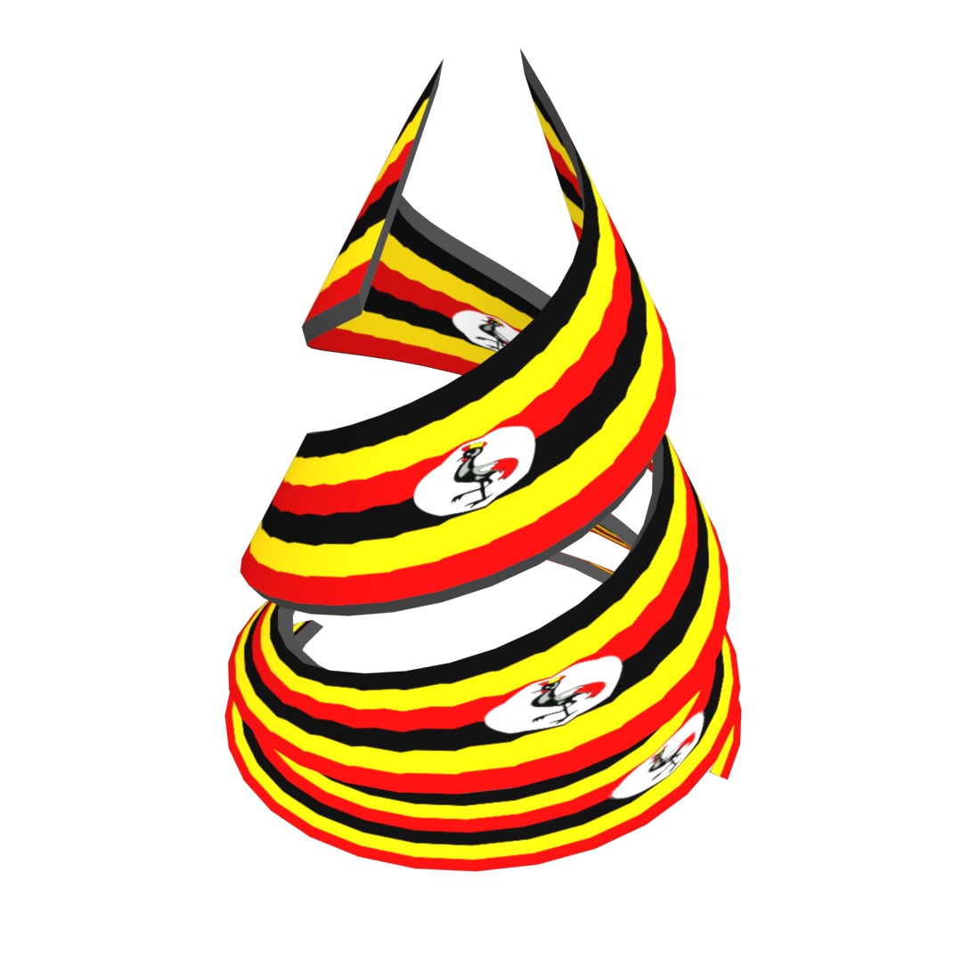 Uganda Flag on Double spiral helix structure 3D model_11