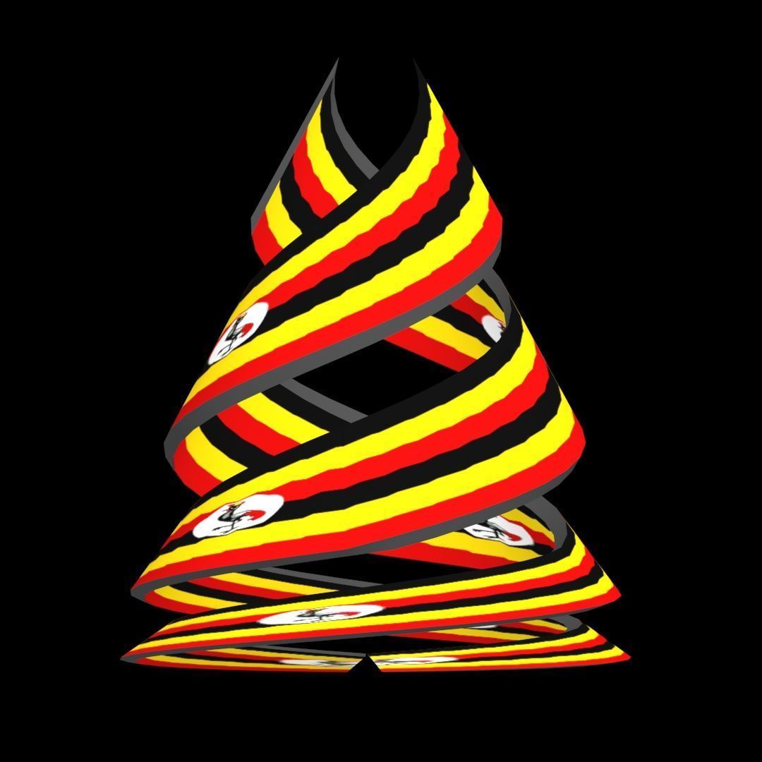 Uganda Flag on Double spiral helix structure 3D model_29