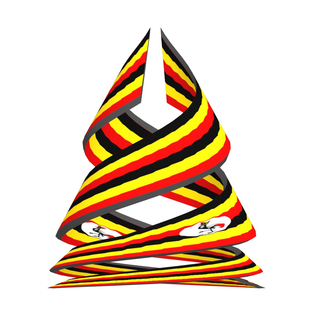 Uganda Flag on Double spiral helix structure 3D model_12