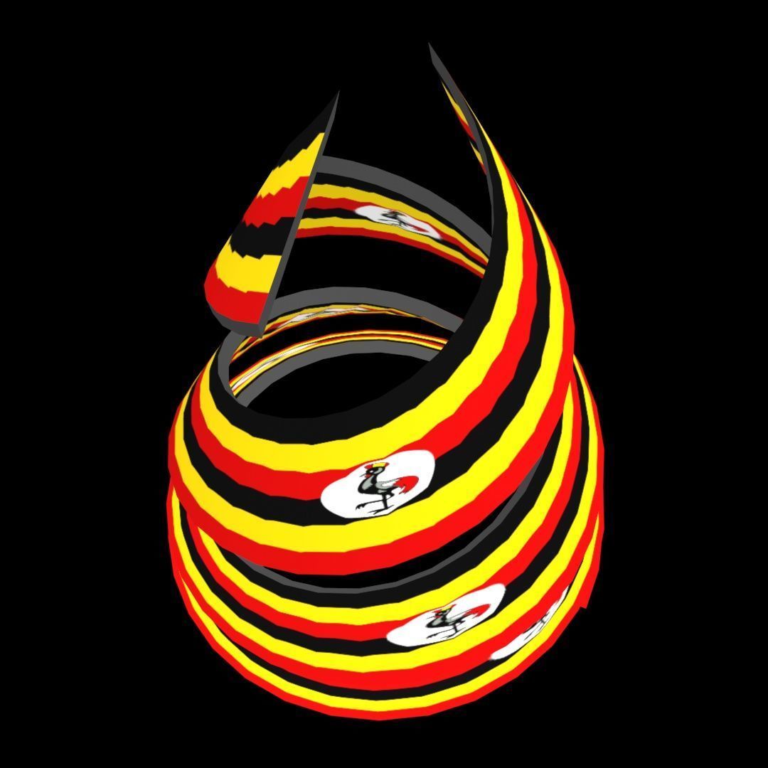 Uganda Flag on Double spiral helix structure 3D model_39