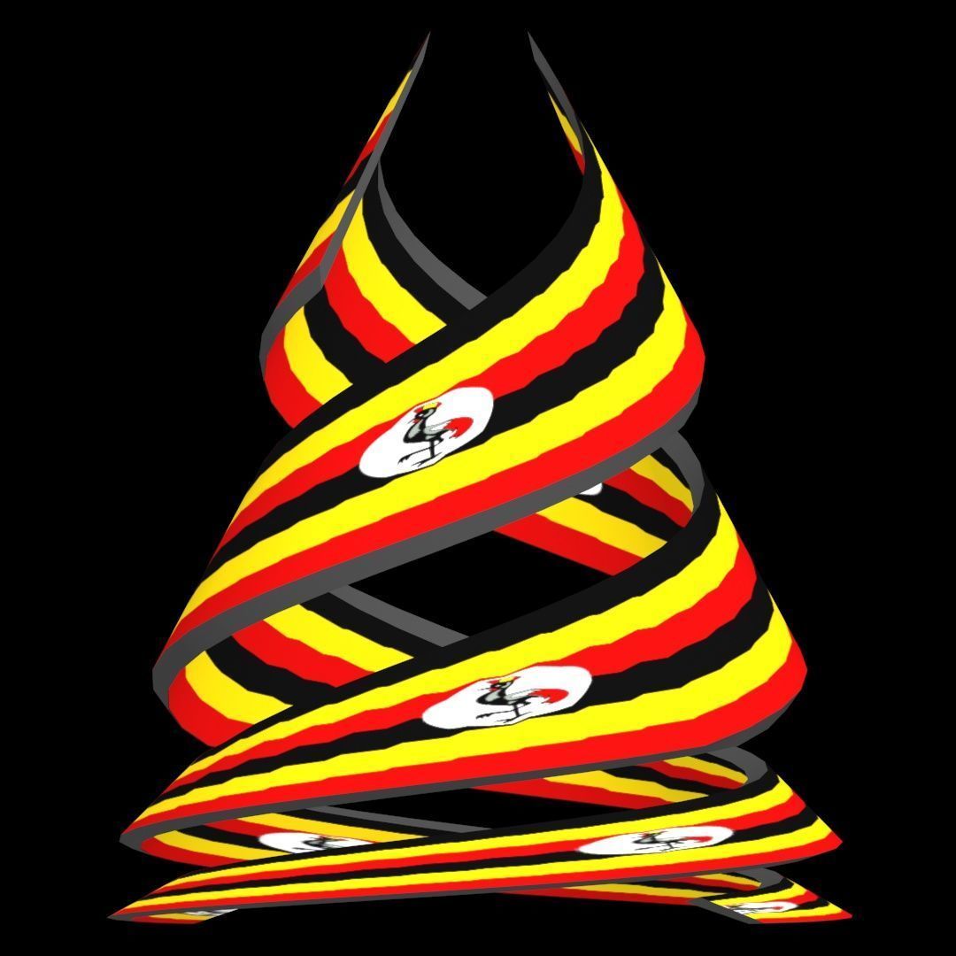 Uganda Flag on Double spiral helix structure 3D model_28