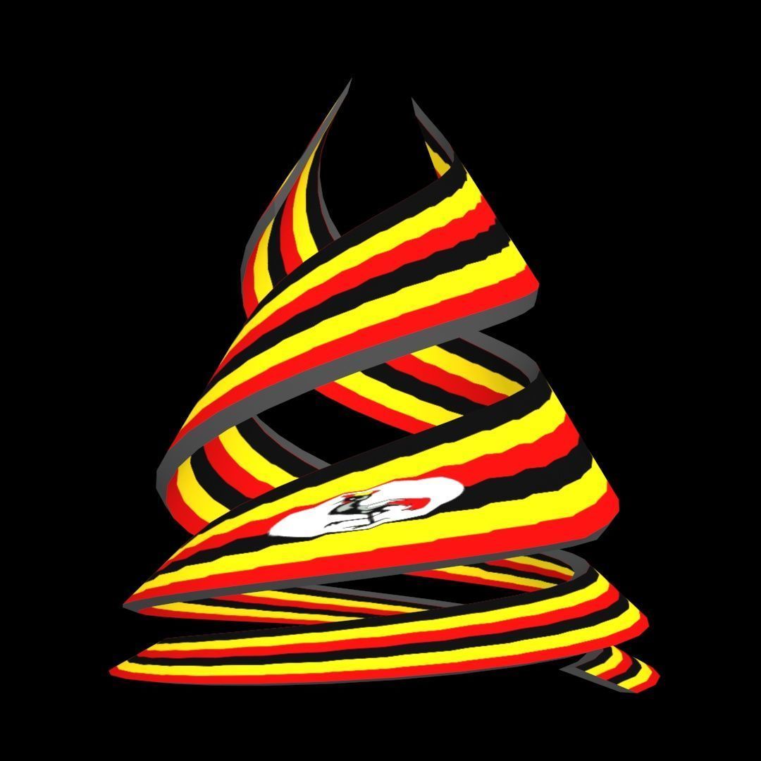 Uganda Flag on Double spiral helix structure 3D model_43