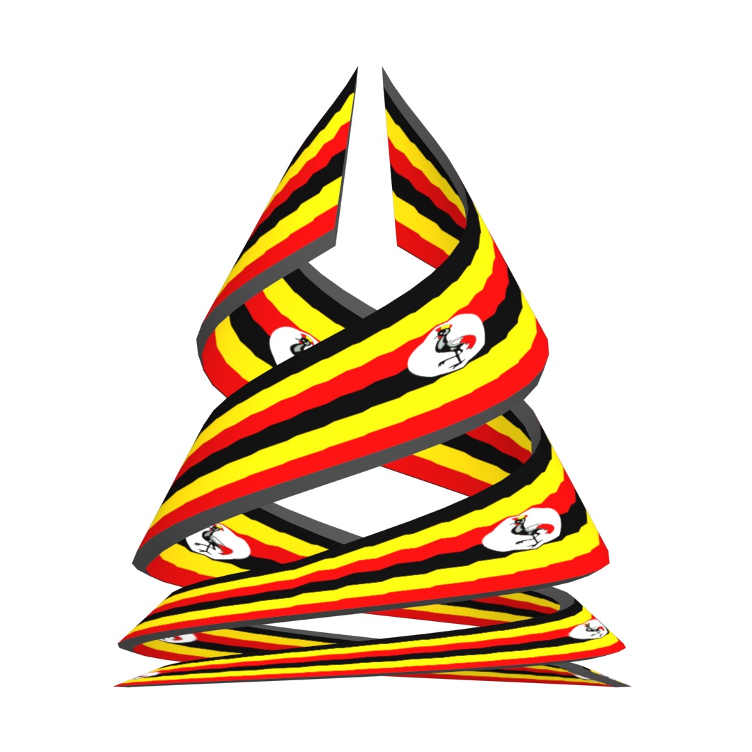 Uganda Flag on Double spiral helix structure 3D model_8