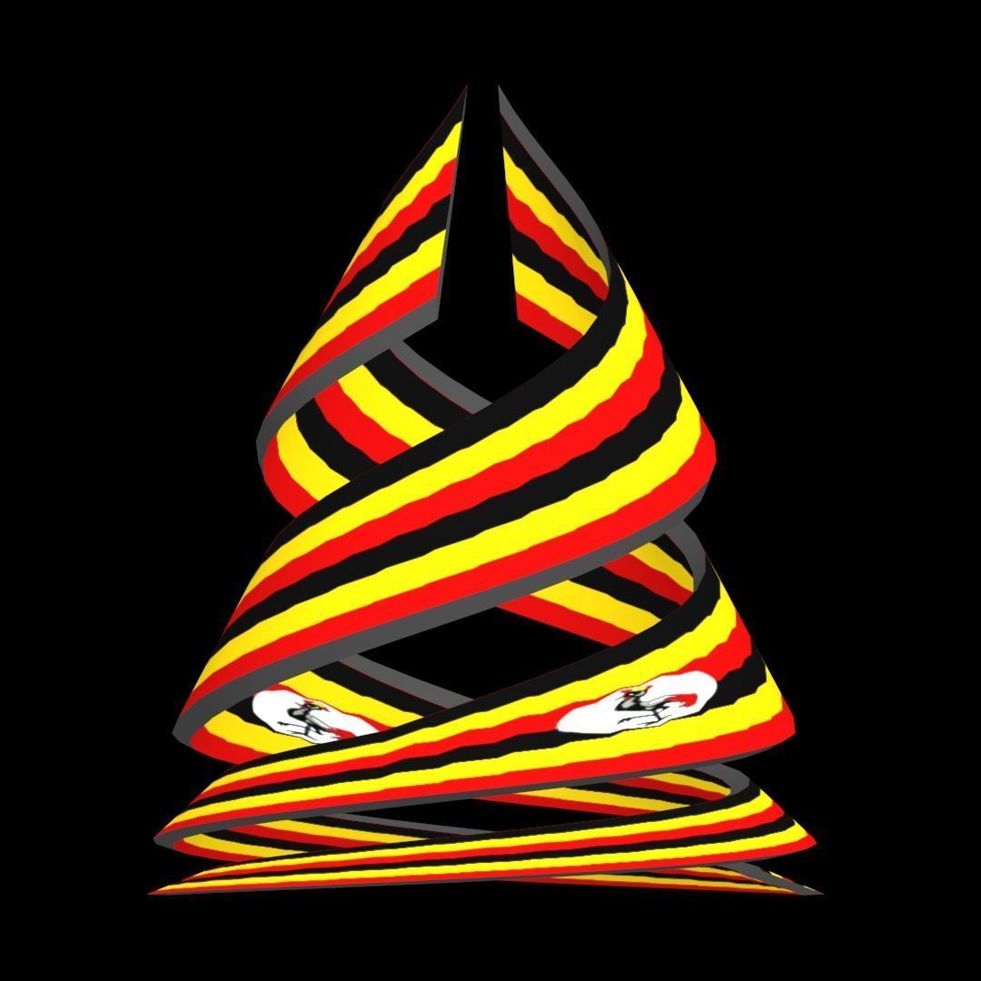 Uganda Flag on Double spiral helix structure 3D model_25