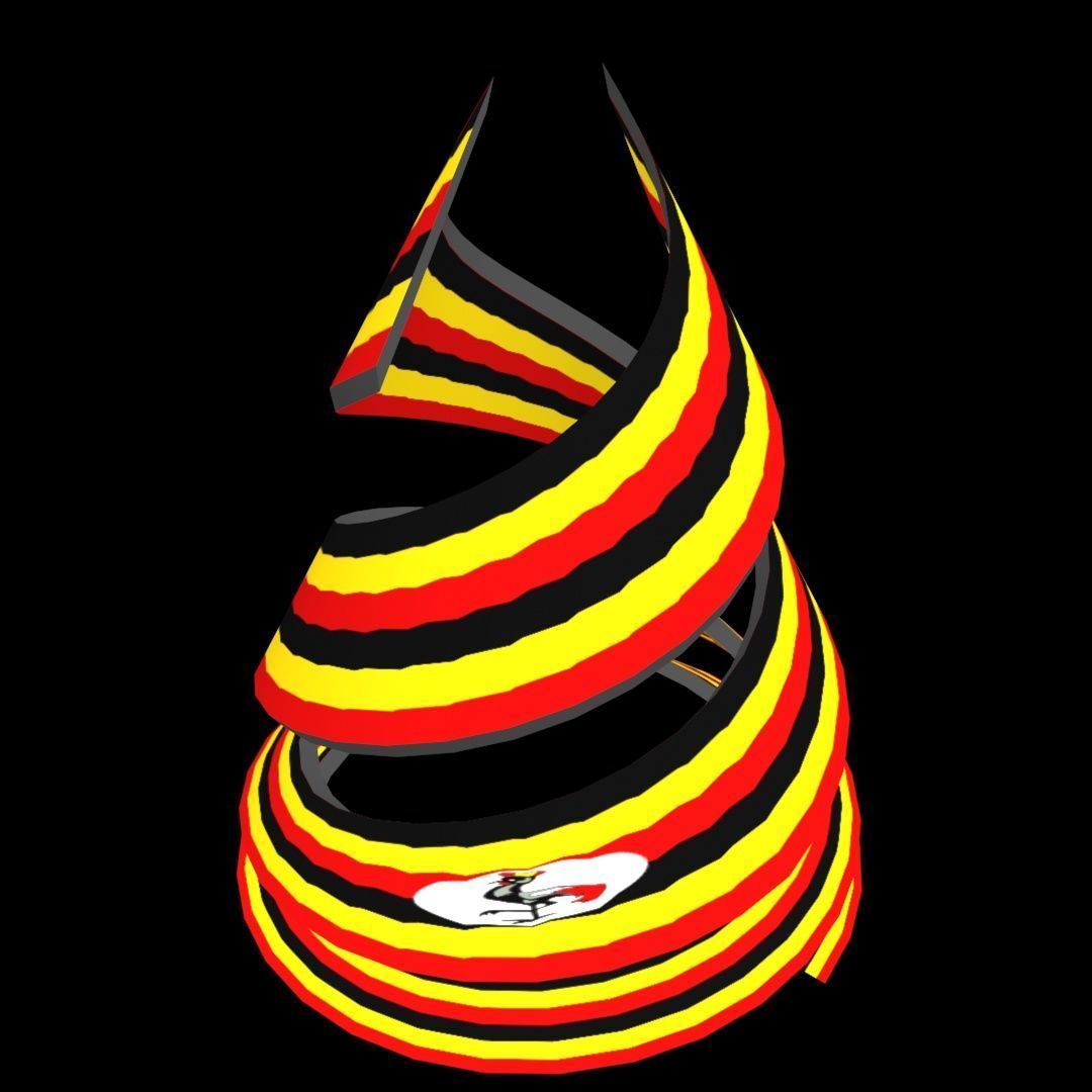Uganda Flag on Double spiral helix structure 3D model_41