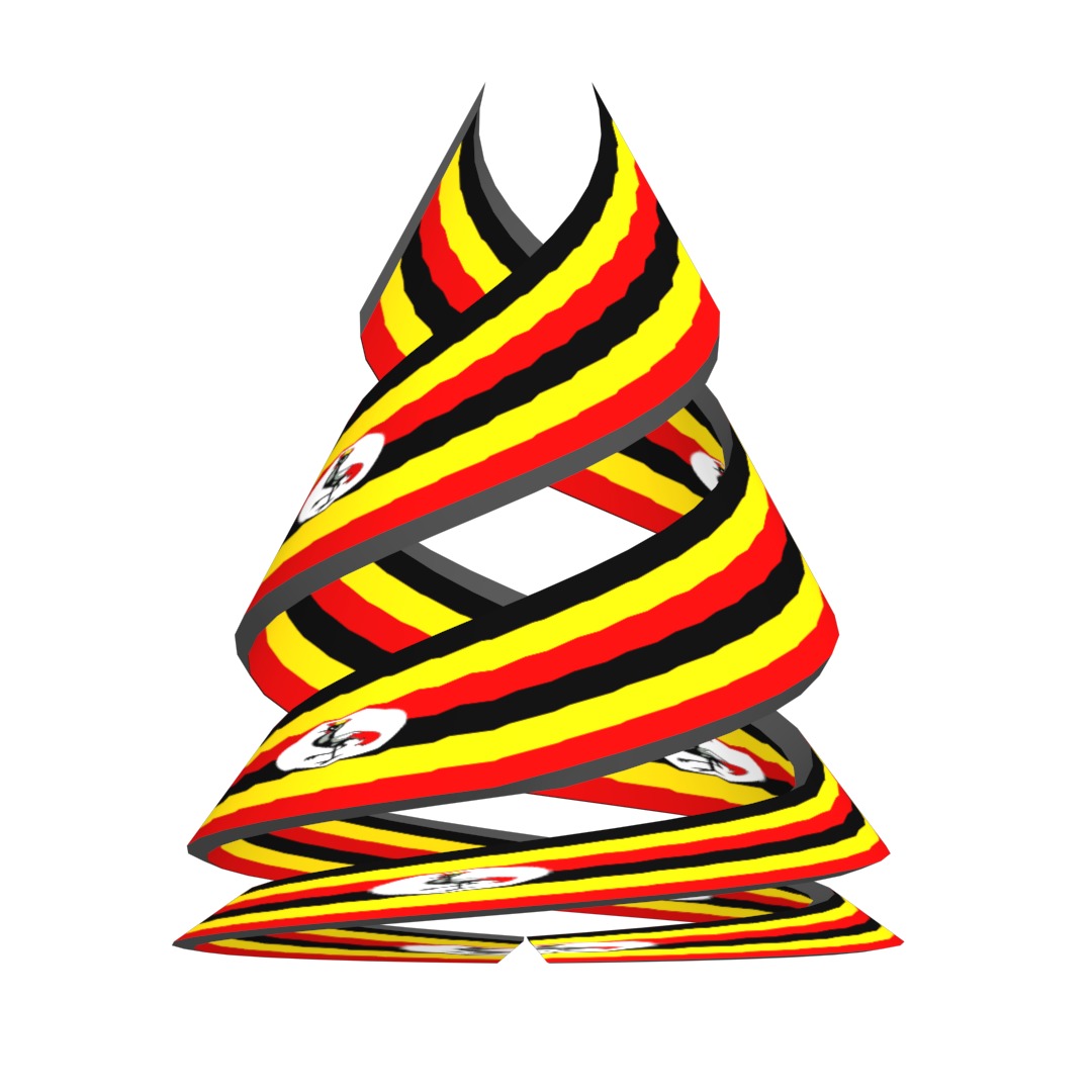 Uganda Flag on Double spiral helix structure 3D model_10