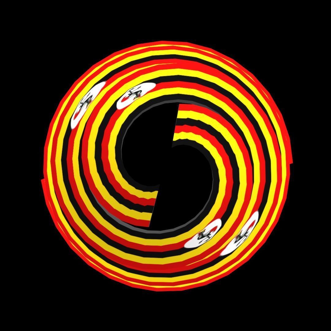 Uganda Flag on Double spiral helix structure 3D model_27