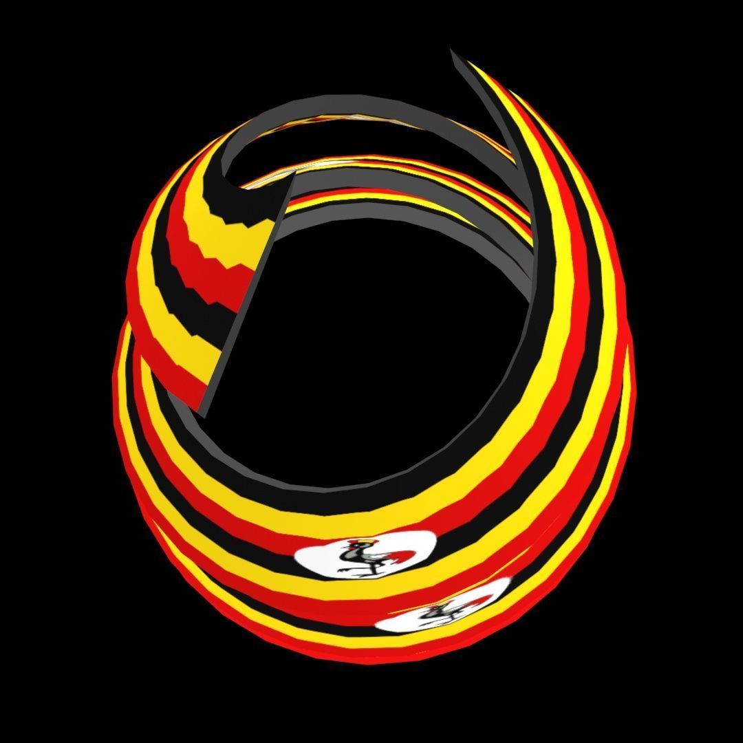 Uganda Flag on Double spiral helix structure 3D model_38