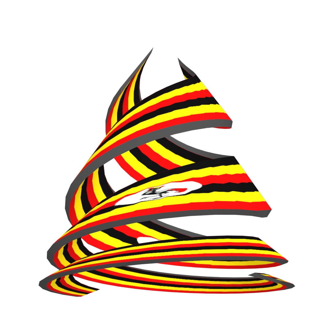 Uganda Flag on Double spiral helix structure 3D model_2