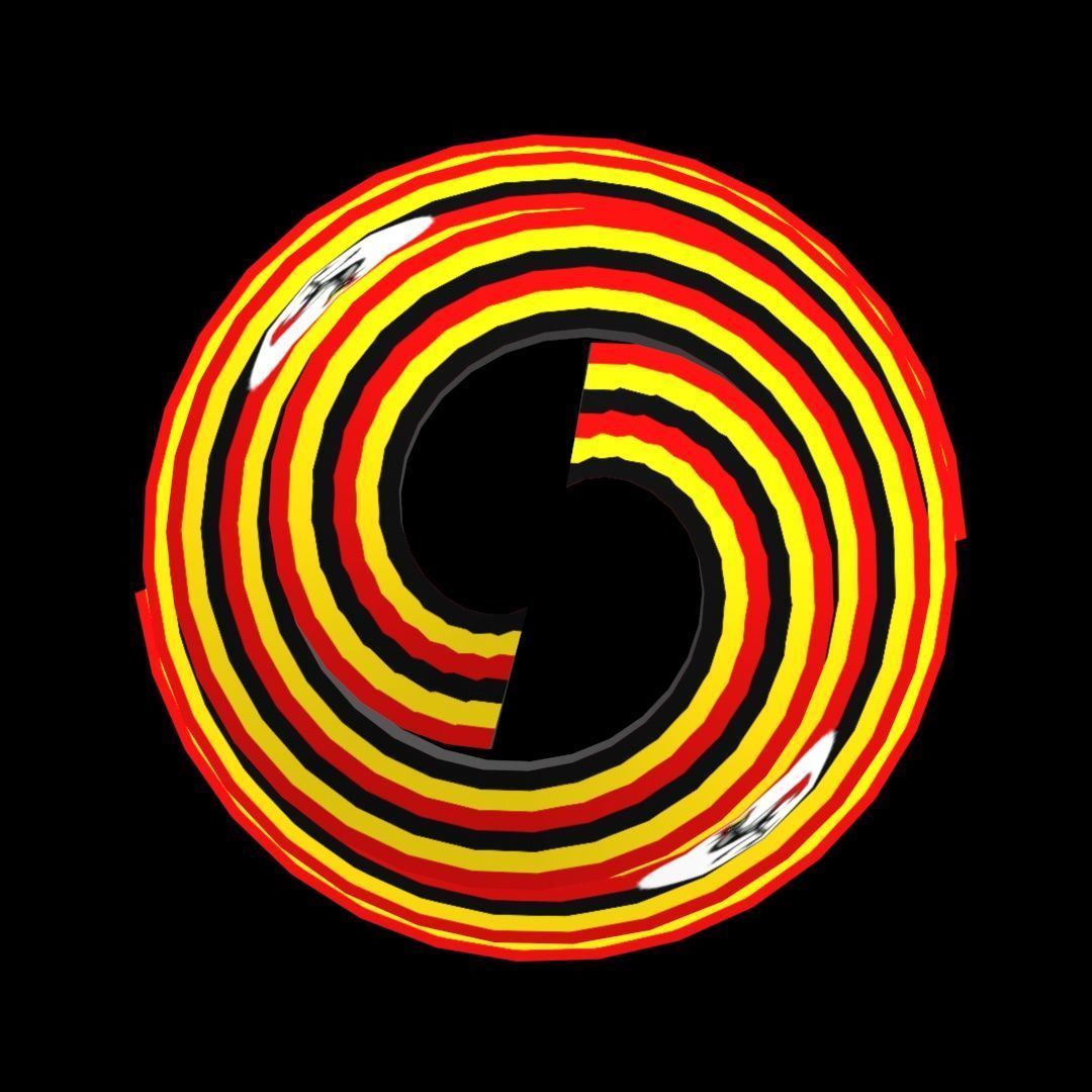 Uganda Flag on Double spiral helix structure 3D model_36