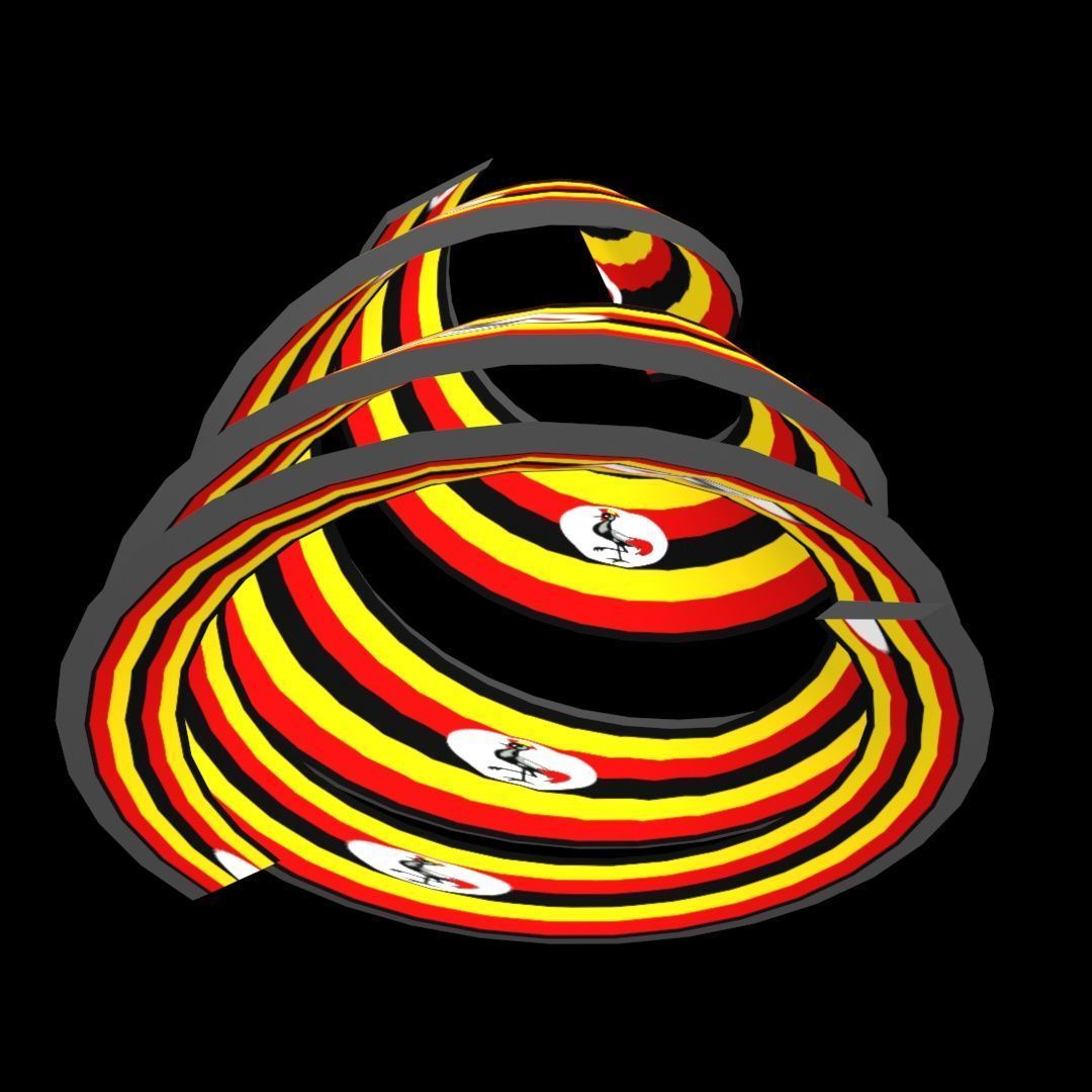 Uganda Flag on Double spiral helix structure 3D model_48