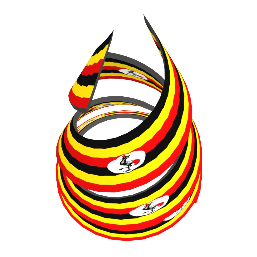 Uganda Flag on Double spiral helix structure 3D model_3