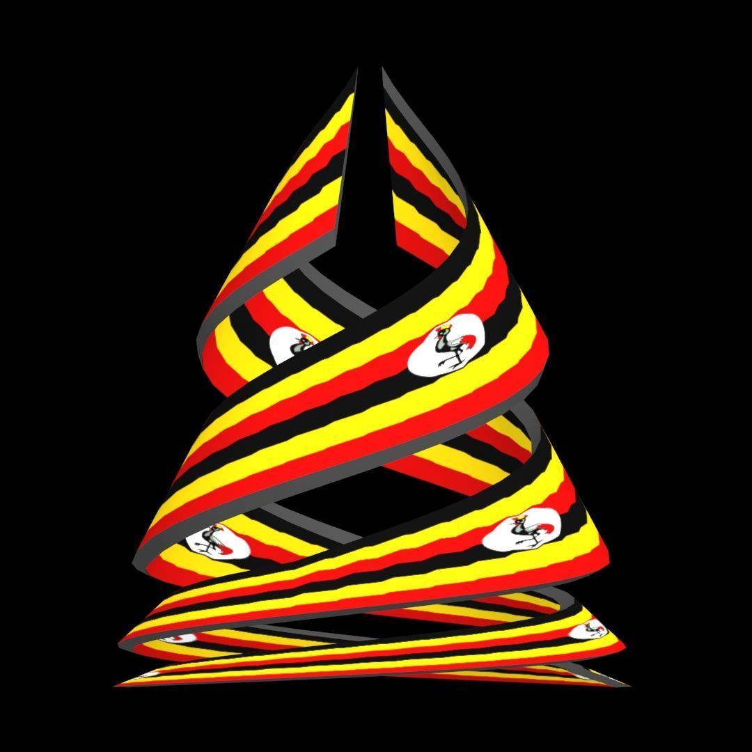 Uganda Flag on Double spiral helix structure 3D model_32