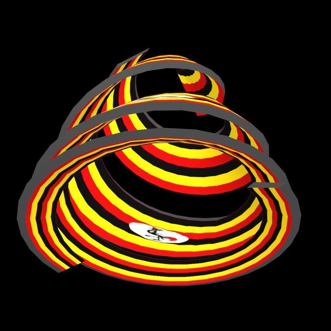 Uganda Flag on Double spiral helix structure 3D model_49