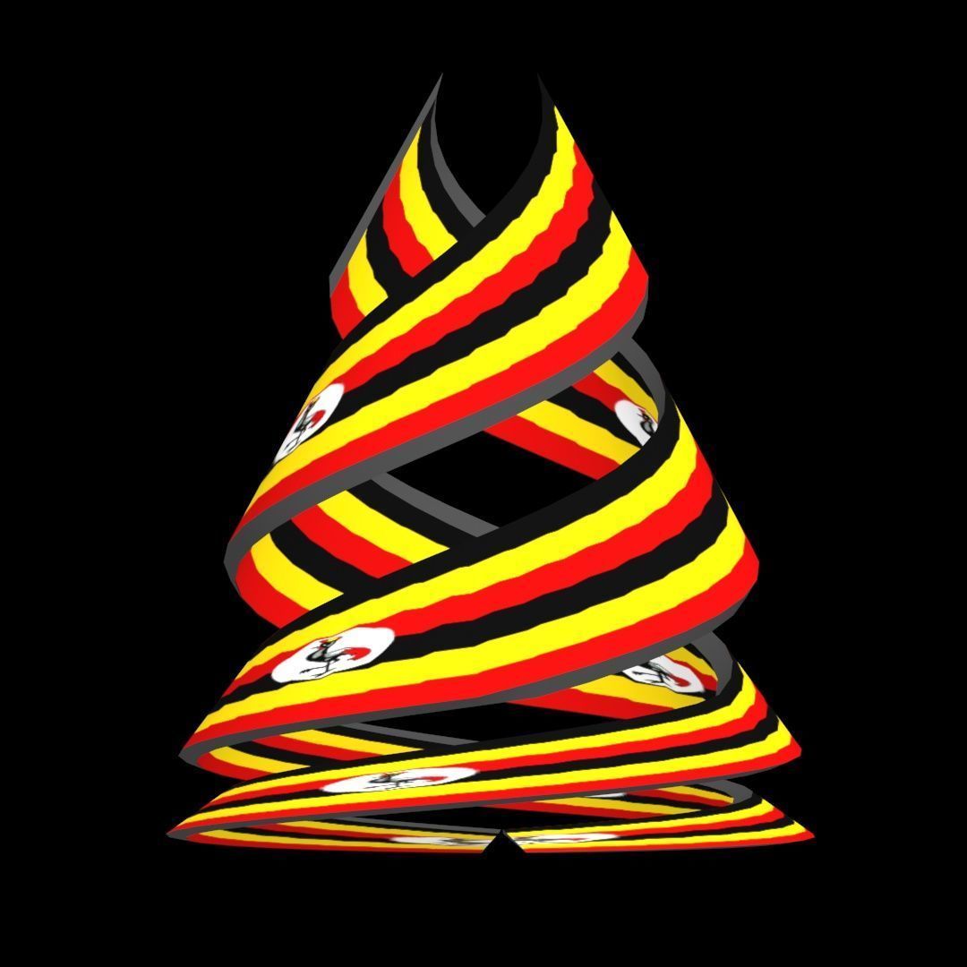 Uganda Flag on Double spiral helix structure 3D model_26