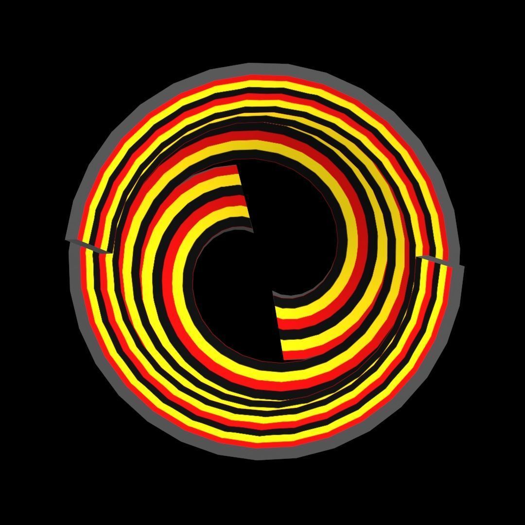 Uganda Flag on Double spiral helix structure 3D model_35