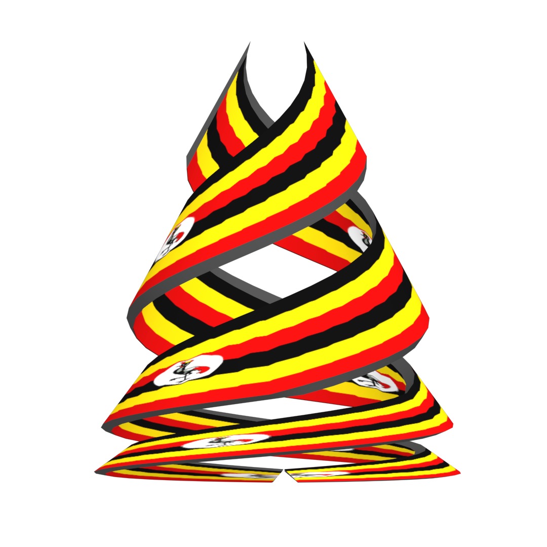 Uganda Flag on Double spiral helix structure 3D model_4