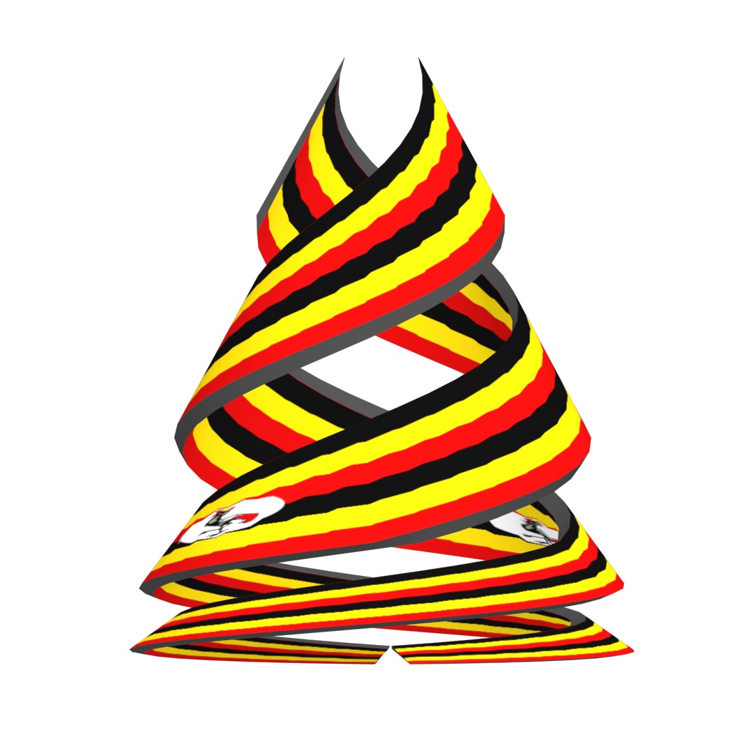 Uganda Flag on Double spiral helix structure 3D model_5
