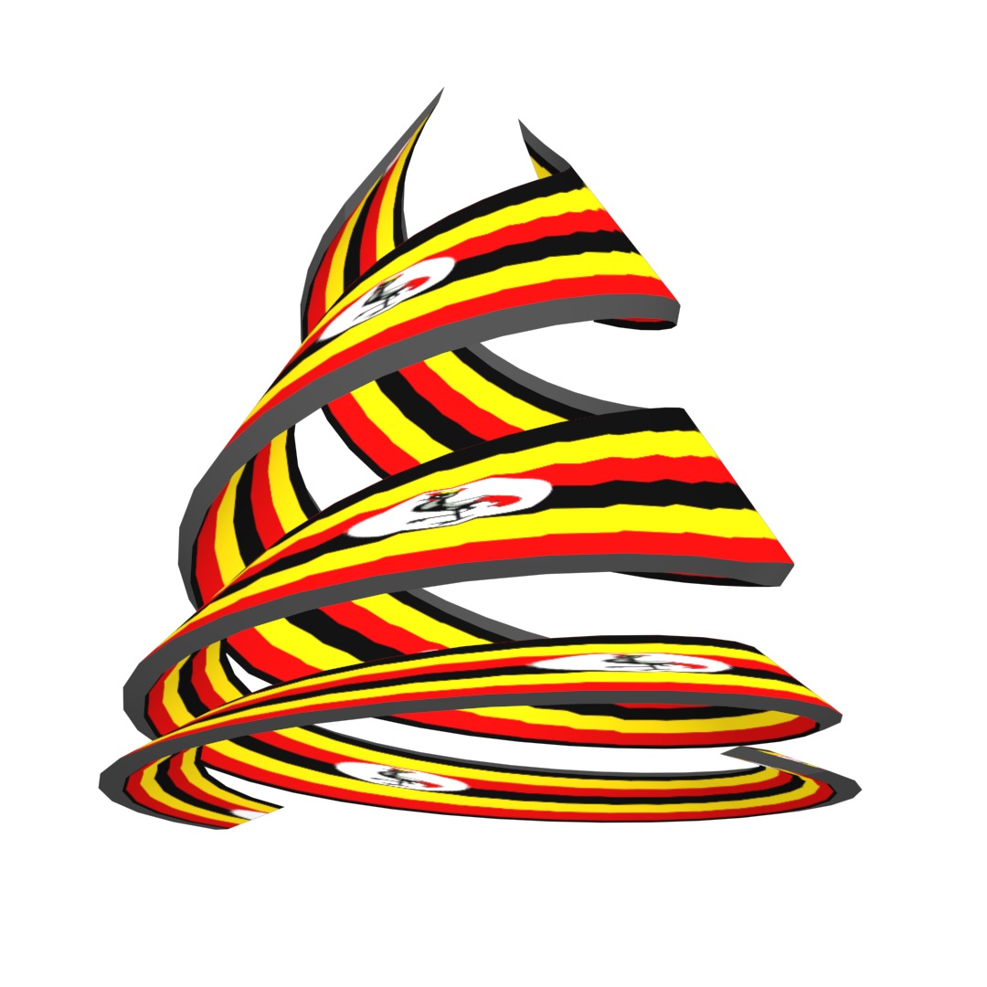 Uganda Flag on Double spiral helix structure 3D model_23
