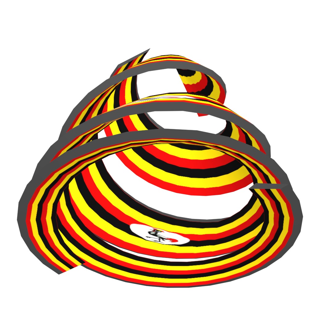 Uganda Flag on Double spiral helix structure 3D model_21