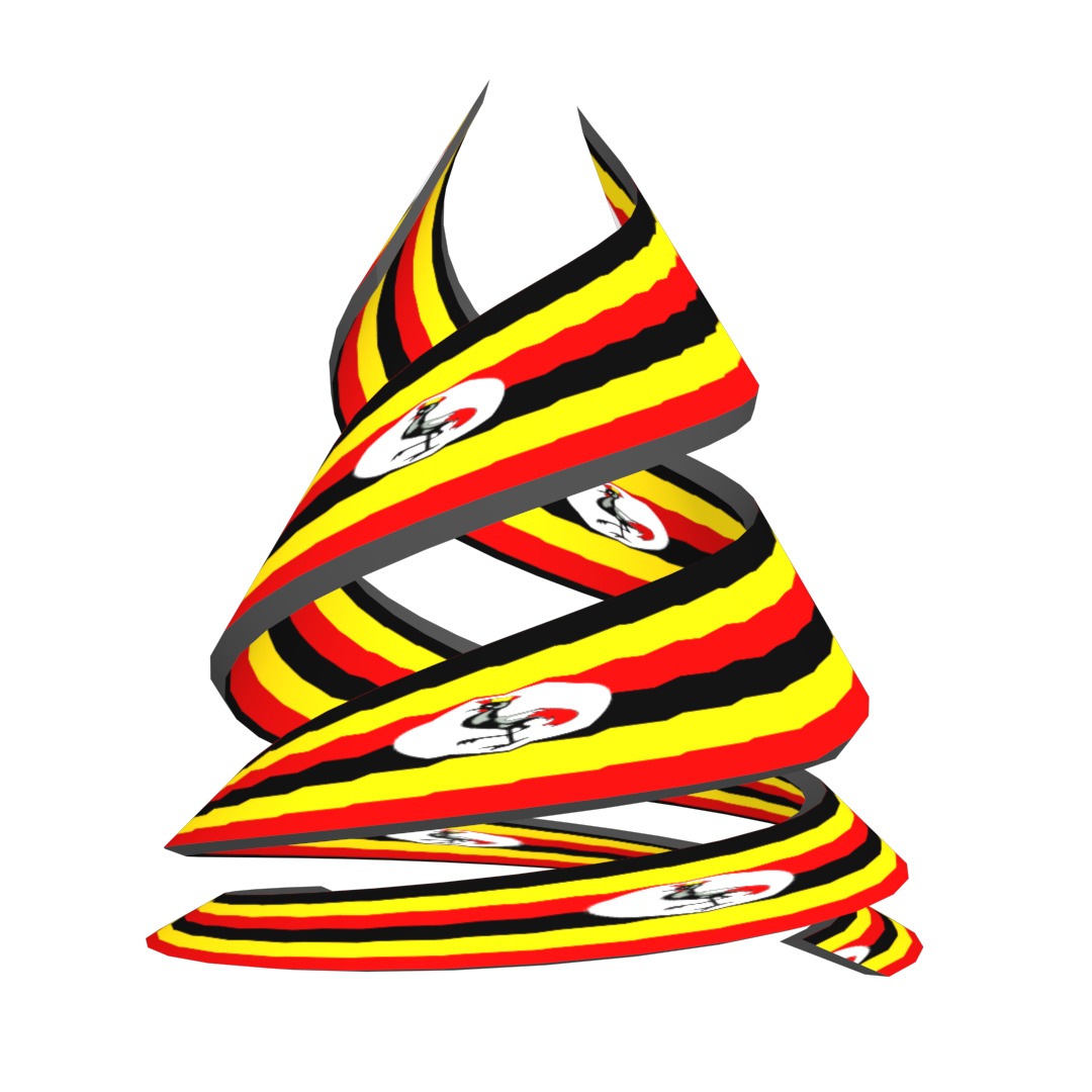 Uganda Flag on Double spiral helix structure 3D model_24