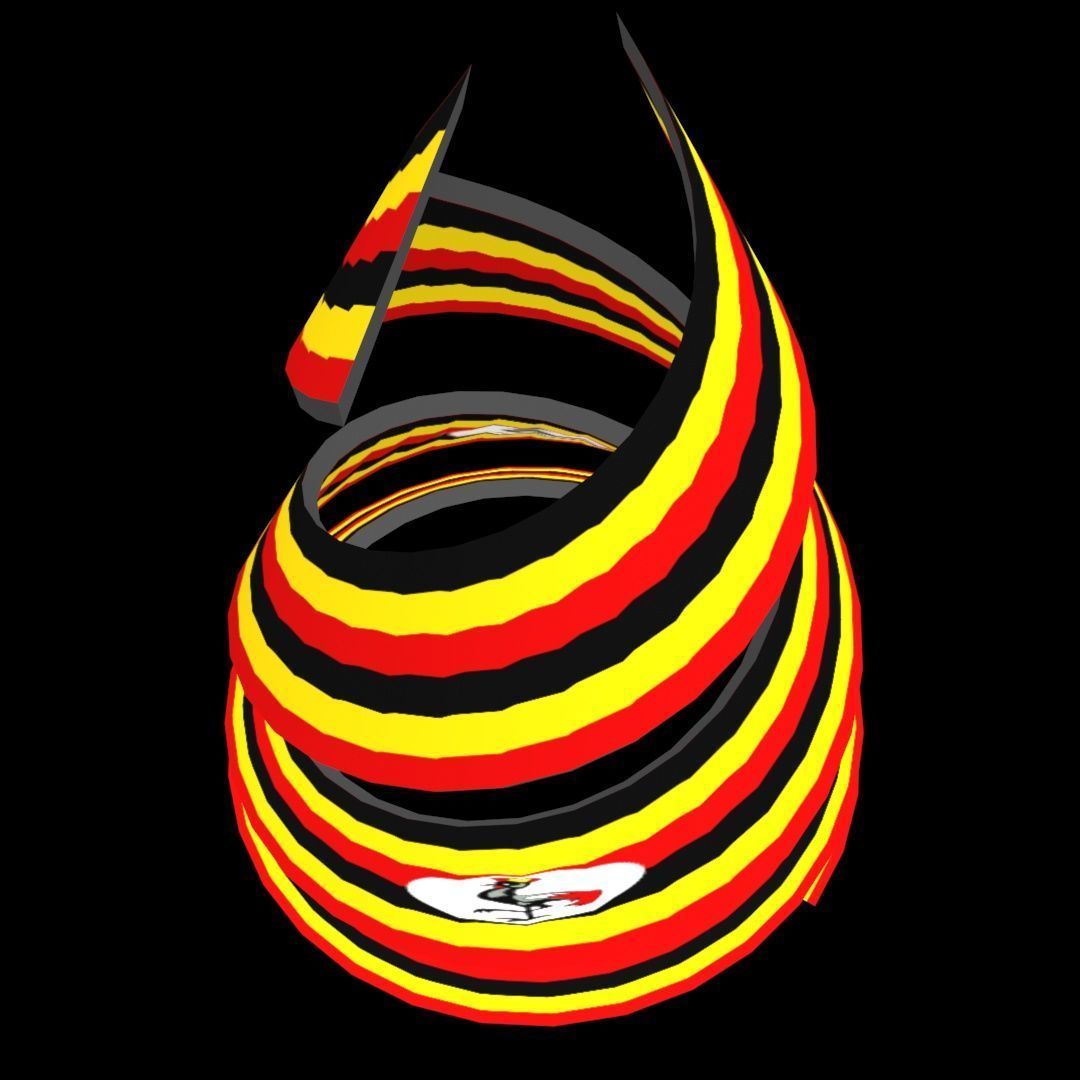 Uganda Flag on Double spiral helix structure 3D model_42