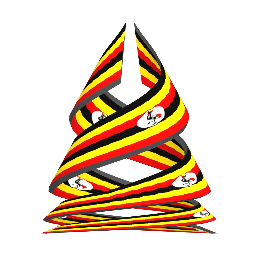 Uganda Flag on Double spiral helix structure 3D model_9