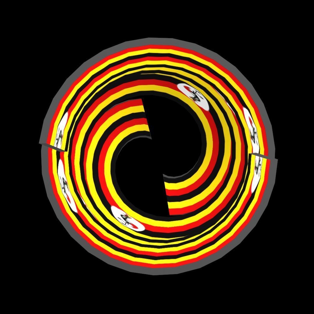 Uganda Flag on Double spiral helix structure 3D model_34