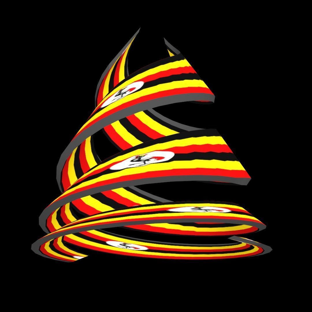Uganda Flag on Double spiral helix structure 3D model_50