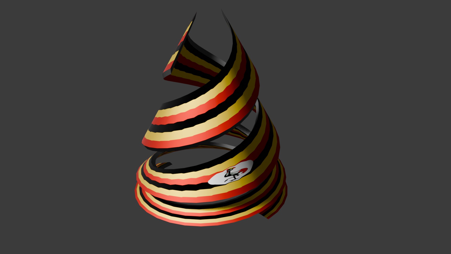 Uganda Flag on Double spiral helix structure 3D model_51