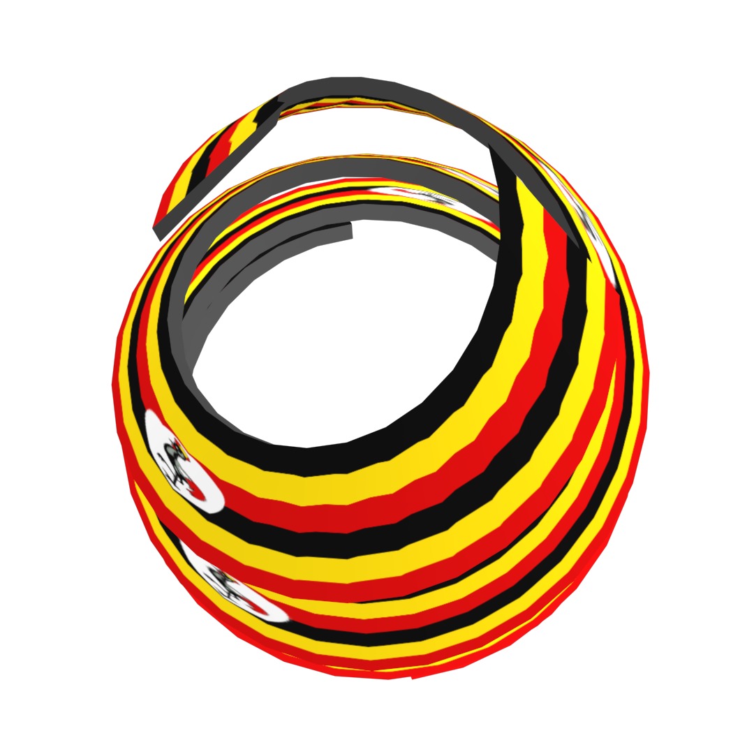 Uganda Flag on Double spiral helix structure 3D model_14
