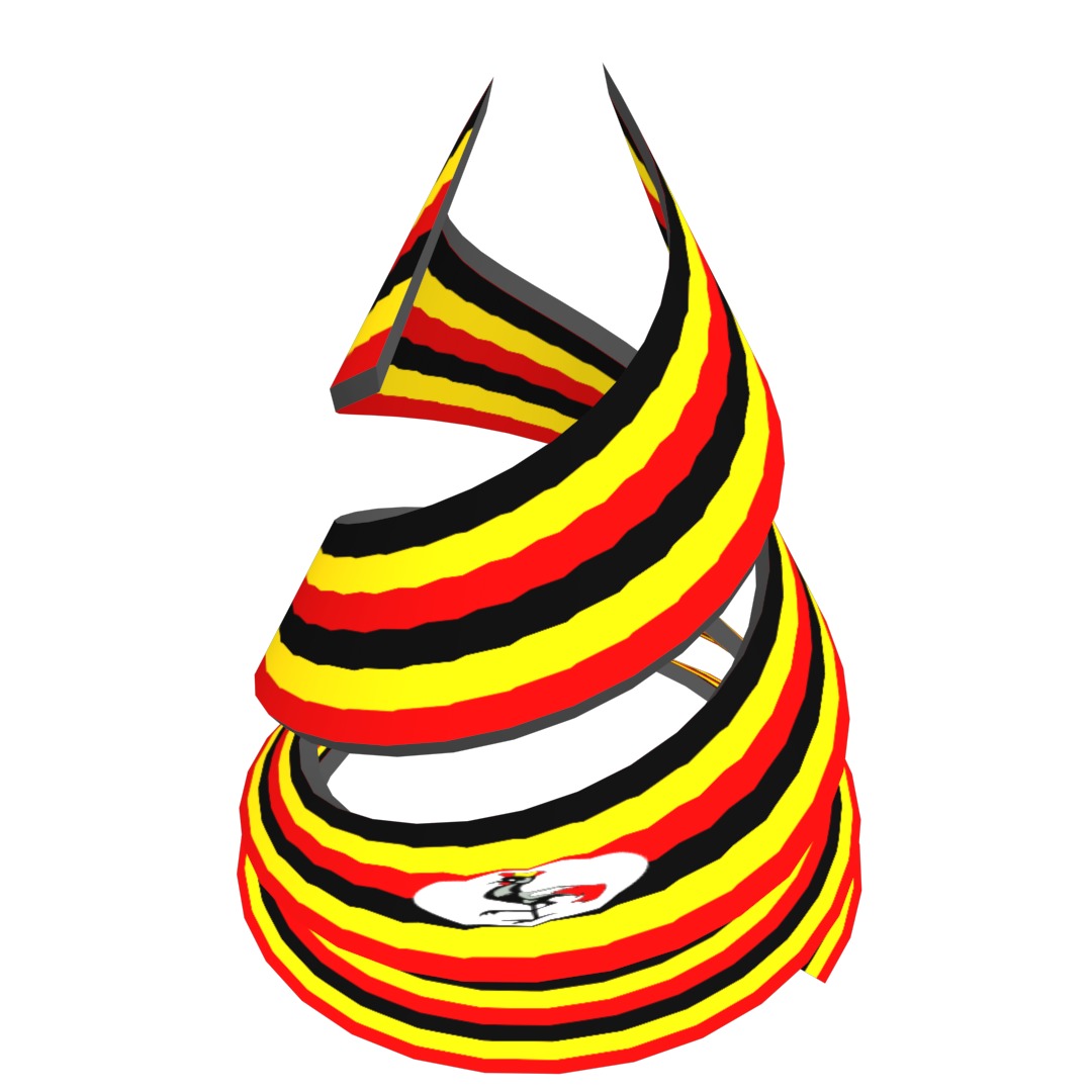 Uganda Flag on Double spiral helix structure 3D model_20