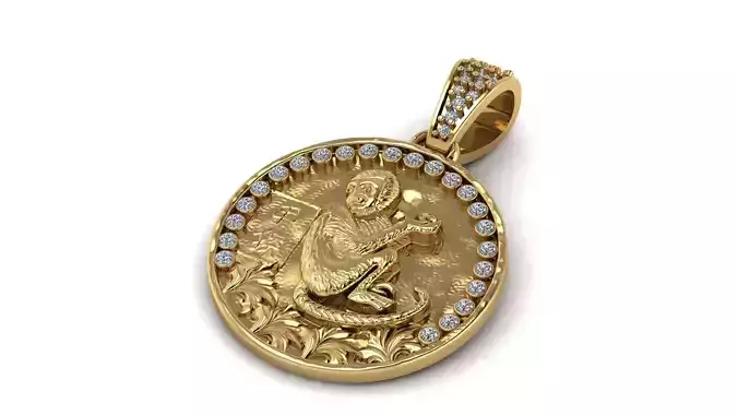 CUTE MONKEY COIN PENDANT 3D PRINTABLE MODEL 3D print model