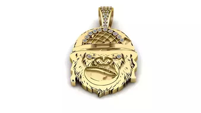 GORILLA ANIMAL DIAMOND PENDANT 3D PRINTABLE MODEL